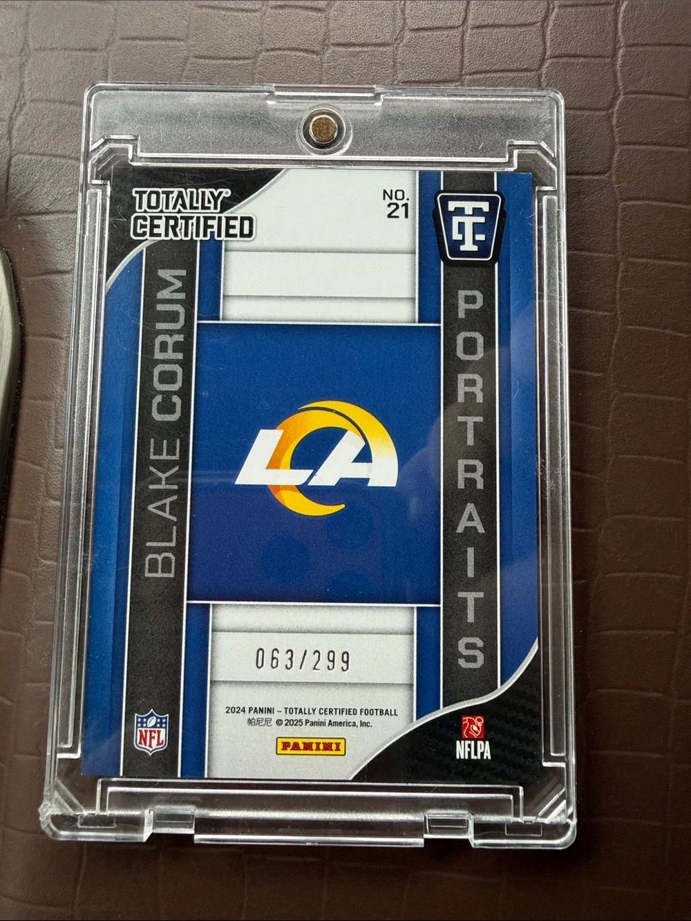 Blake Corum Panini Portraits Rookie Card - Numbered 63/299